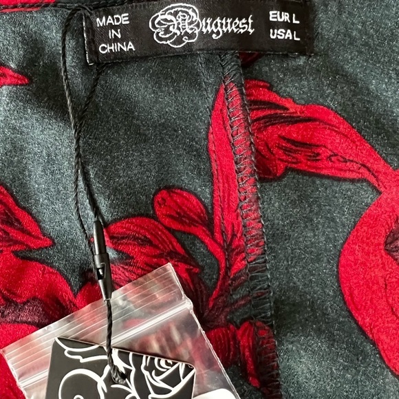 Red and black faux wrap dress with pendant, size L, new with tags - Picture 8 of 12